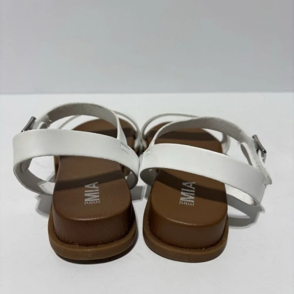 Mia Little Kids’ White Ankle Strap Sandals, Girls’ Size 12 M